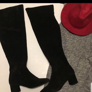 Genuine suede over the knee boots